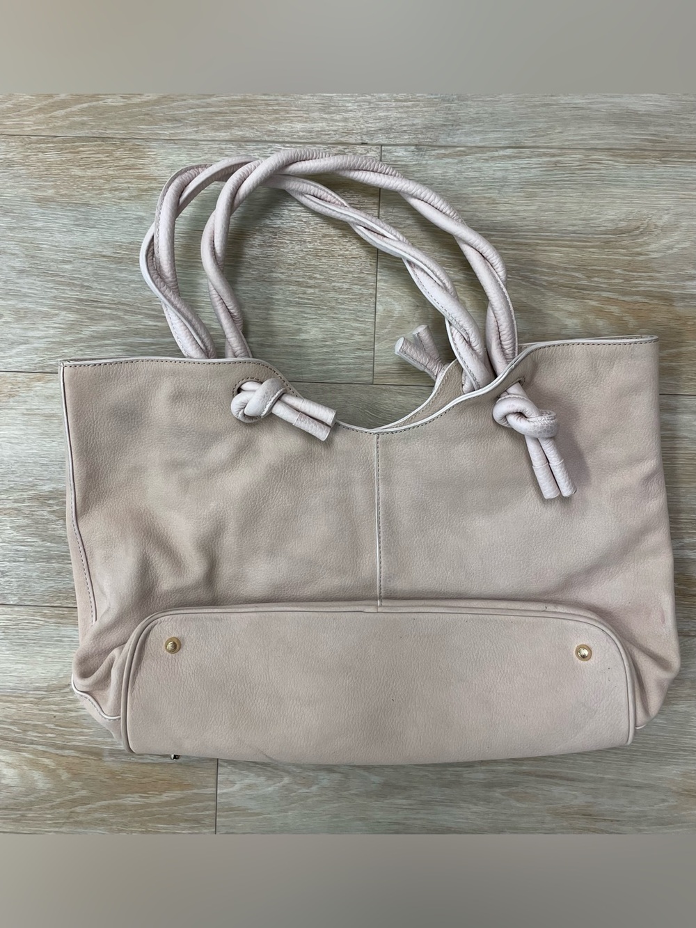 Neely & Chloe Soft Blush Leather Tote Bag with Knotted Handles